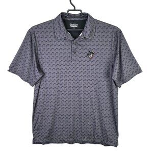 Mens Straight Down Gray Palm Tree Polo Shirt OSU Cowboys Polyester Stretch XL